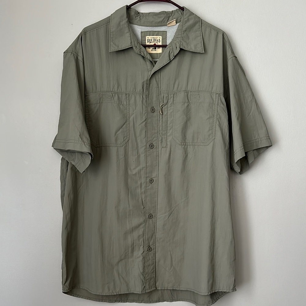 Redhead Men's Beige short sleeve Button-Up Shirt size XL